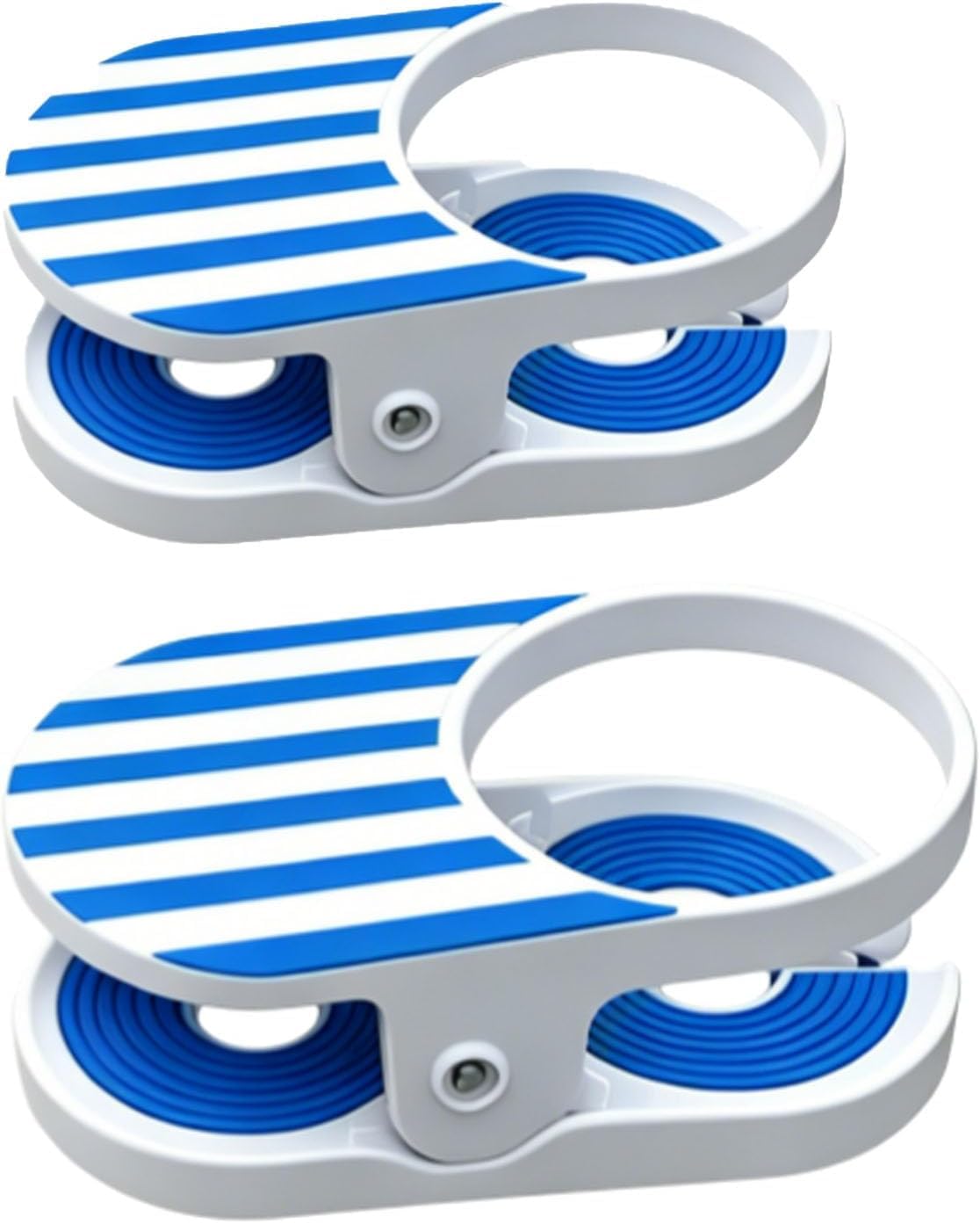 Clip-On Drink Holder - Secure Your Beverage Anywhere, Beach Chair Cup Holder with Clamp,Portable Wine Glass Clamp Holder, Portable Cup Holder for Desk Table Pool Lounge Cruise Outdoor Use (Blue 2PC)