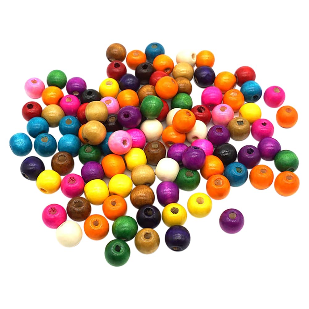 HugeDE 500 Pcs 11x12mm Colorful Wood Beads Large Hole Wooden Beads Spacer Loose Colored Beads Mixed Color Beads Small Cute Beads Hair Braid Beads for Craft Making
