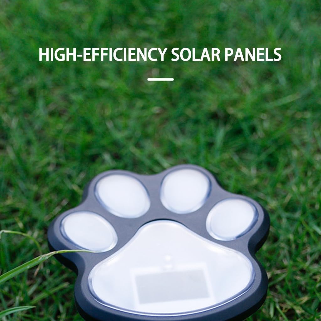 Solar Dog Paw Lights 360° LED Floor Lamp Waterproof with On/Off Switch Decorative Outdoor Lighting for Garden Yard Driveway Patio Lawn Walkway Flower Bed (4 PCS White)