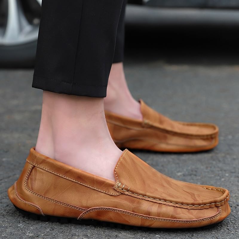 Mens Loafers Shoe Round Toe Faux Leather Loafer Shoes Flexible Anti-Slip Resistant Outdoor Classic Slip On3