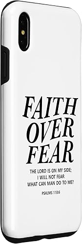 Vista 27 de Funda para iPhone 12 Pro Max Faith Over Fear Bible Verse Christian Religious Men Women