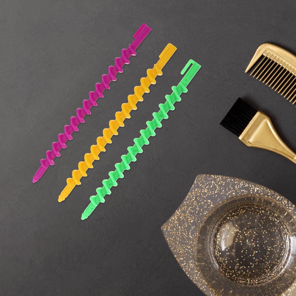 INOOMP 40pcs Small Spiral Hair Perm Rods for Women, Solid Curling Rods for Medium Hair, Spiral Curlers Hairdressing Tool Set for Salon and Home Styling