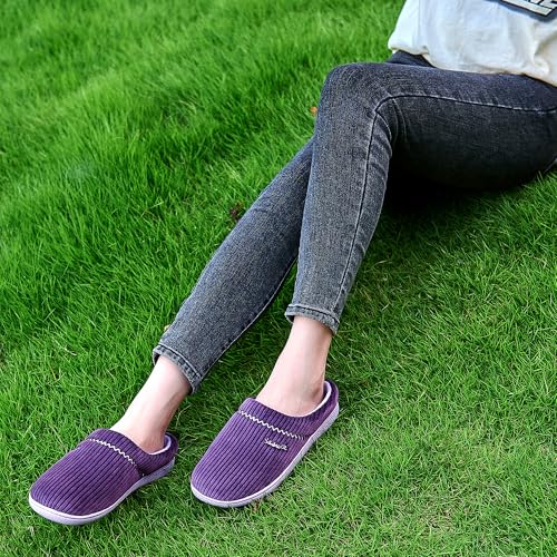 Image of House Slippers for Women with Arch Support | Memory Foam Non-Slip, Two Tone Embroidered Soft Home Slippers, All Season Comfort