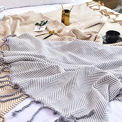 Woollii Premium Herringbone Tassel Knit Woven Blanket,Perfcet For All-Season,Warm Breathable&Lightweight Bedsure Throw Blanket For Bed Couch Chair(47"X71",Gray) #TOP2