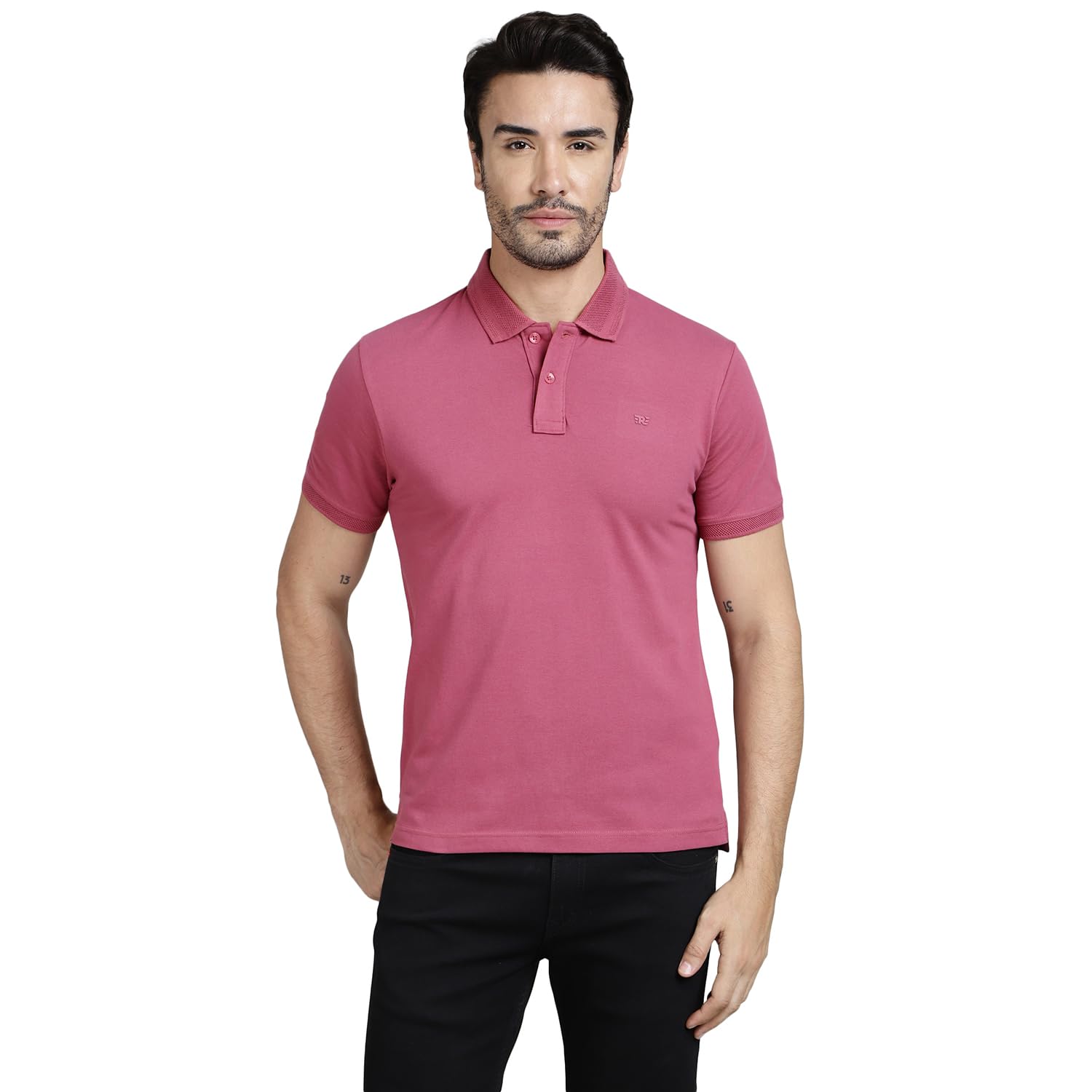 Royal Enfield Solid Puff Logo Polo T Shirt (Size: L)-TSA240004-OLD Rose-picture-50