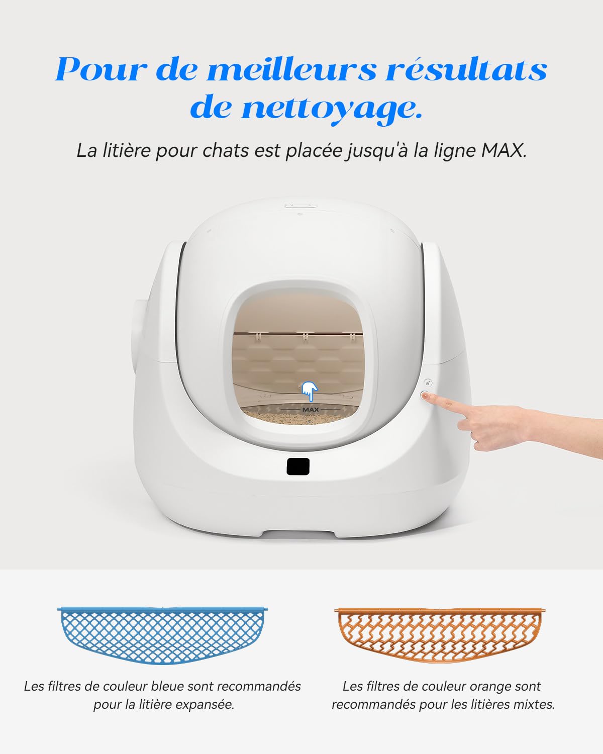 Catlink Baymax Litière autonettoyante contrôle de la santé de Votre Chat télécommande APP, Anti-Blocage, Anti-Odeur, 4 Modes de Nettoyage, Convient pour Les Chats de 1,5 à 10 kg
