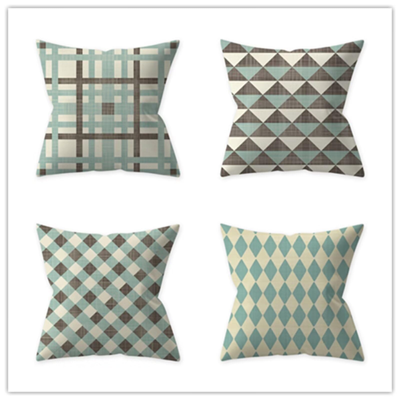 Federe Cuscini Divano 65x65cm,Set di 4 Verde chiaro vintage Cuscini per Divano,Quadrato Doppio Lato Morbido Esterni Copricuscini Divano,per Divano Soggiorno Sedia Letto Decorativo Cuscini Divano ZW365