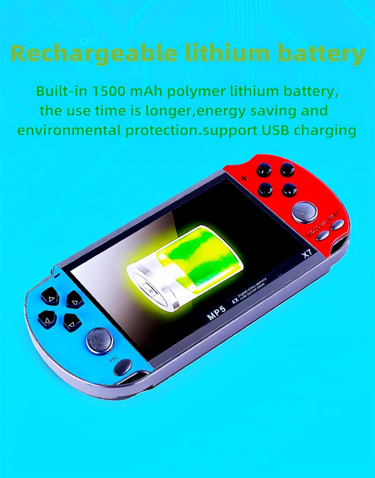 HLF Console per videogiochi a colori, 10,9 cm, doppio joystick integrato, 3000 giochi retrò, supporto Arcade CPS/gba/gbc/gb/SFC/fc video/musica/e-book AV Out batteria ricaricabile al litio regalo per