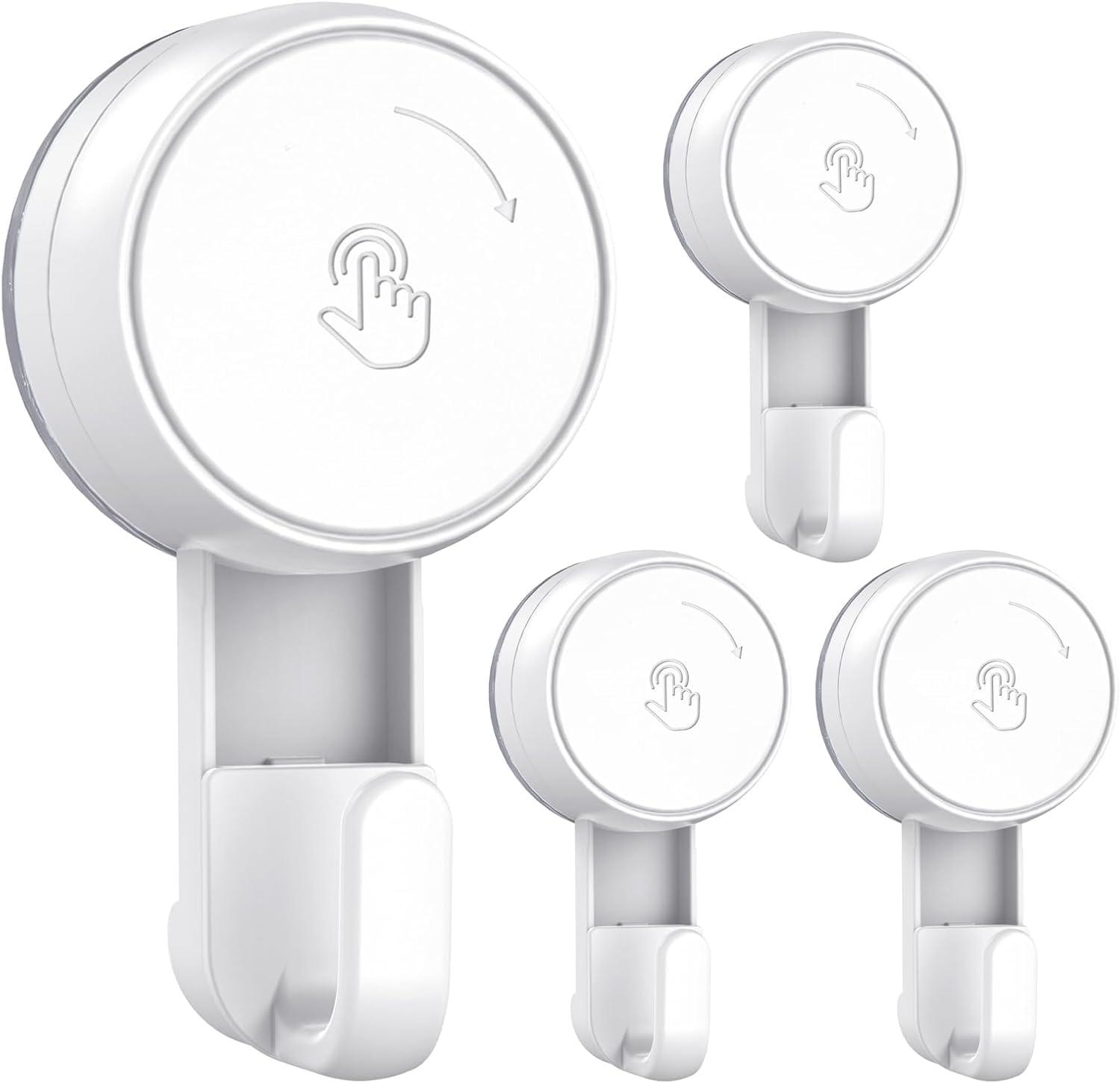 Luxear Powerful Vacuum Suction Cup Hooks - Heavy Duty Kitchen Shower Holder for Towel Loofah - White Waterproof Suction Holder - for Bathroom Kitchen Restroom (4Pack)