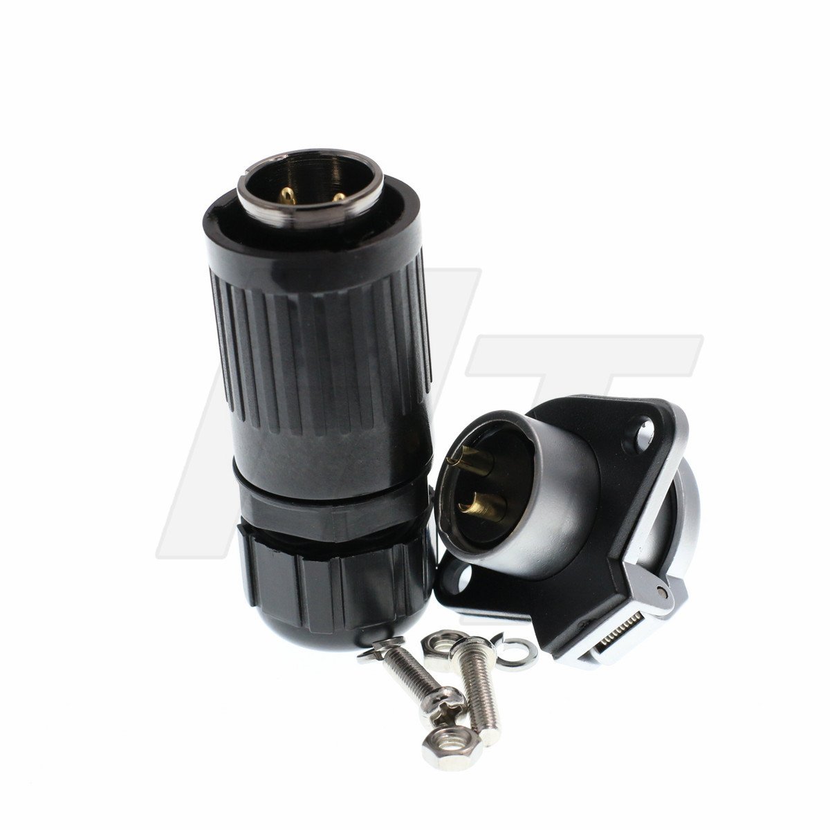 HangTon HP20 2 Pin Waterproof Connector Nylon Industrial Electrical Plug Socket Bayonet Coupling, Black