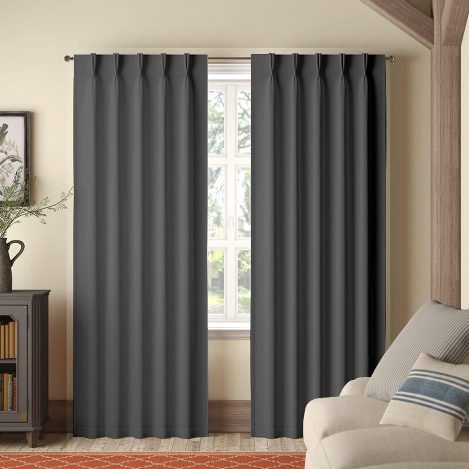 Homi Drapes Double Pinch Pleated Blackout Curtains 100