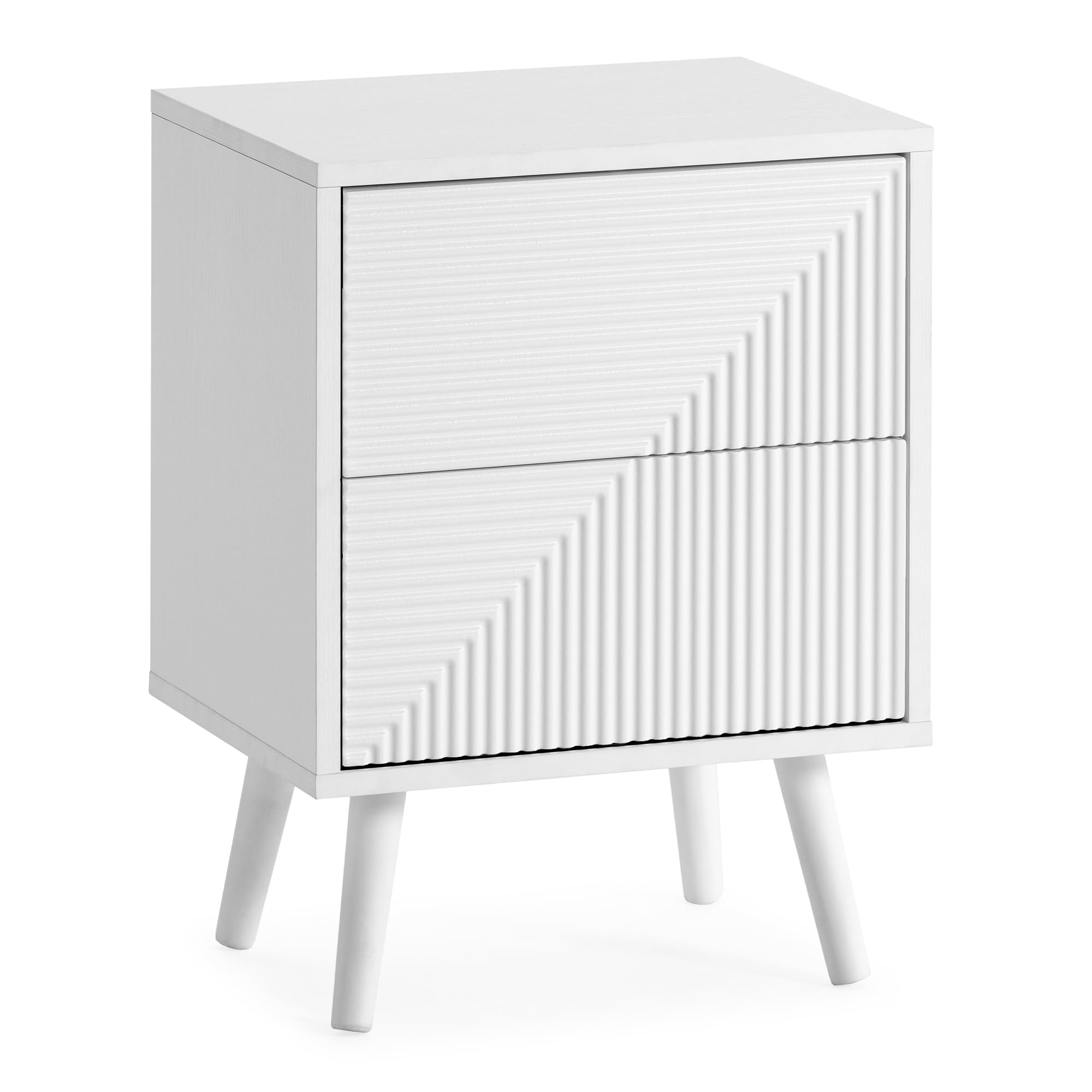 HOMN LIVING Comodino Telmo 2 cassetti Colore Bianco, 40 cm (Larghezza) 30 cm (profondità) 55 cm (Altezza)