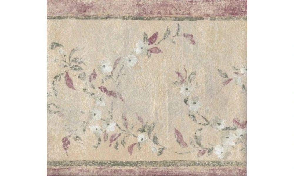 Red Green Cream Floral Wallpaper Border BT77072B