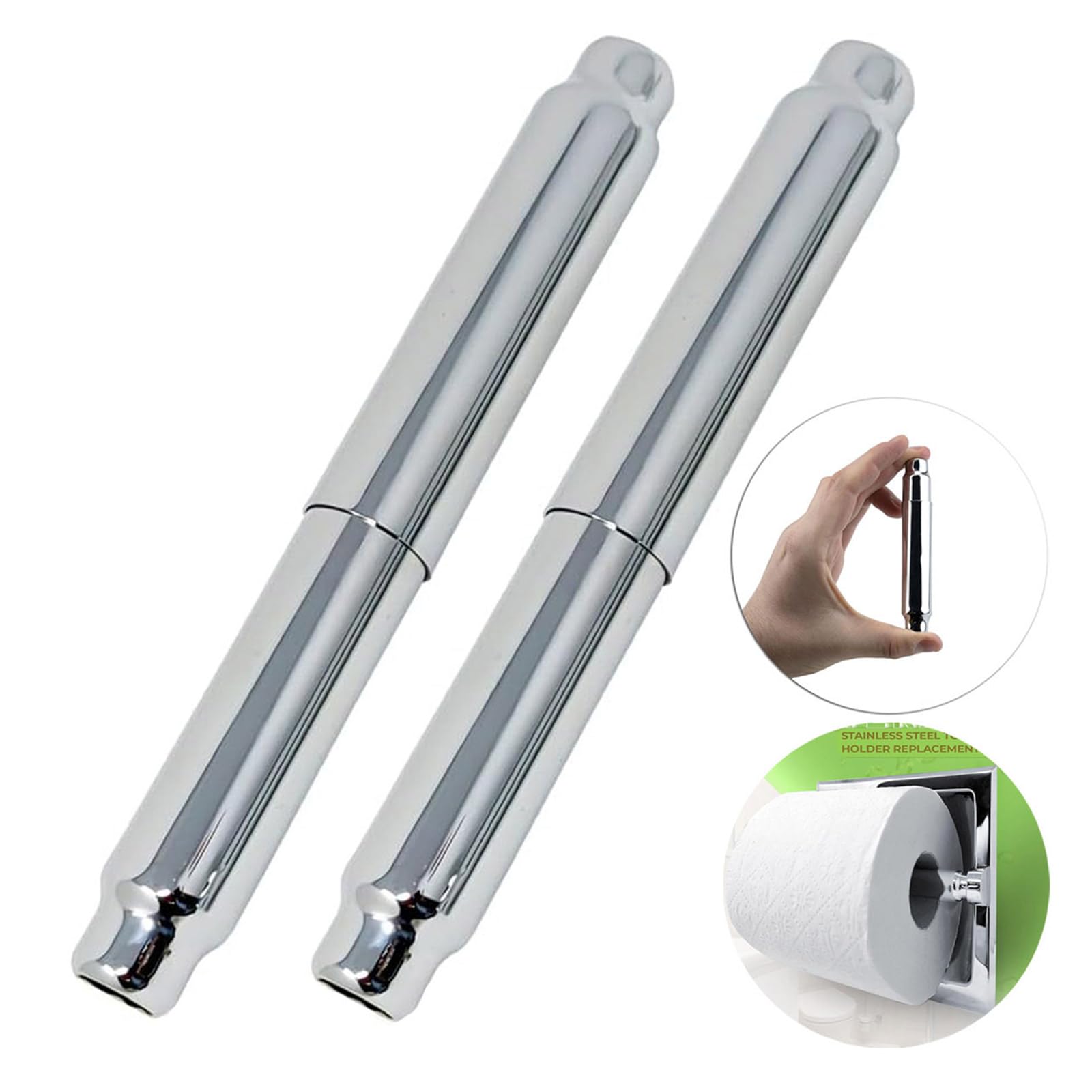 Set 4 Aste Portarotolo In Acciaio Inox A Molla – Regolabili Per Carta Igienica, Per Casa, Ufficio E Hotel