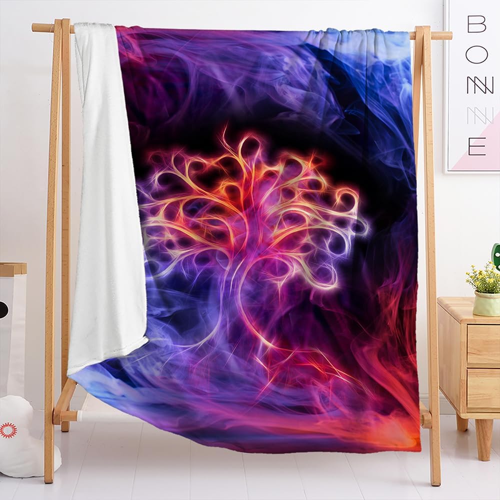 Throw Blanket Smoke Tree Fleece Soft Fluffy Blanket,Blanket For Bed,Sofa Throw,Travel Blanket,Warm Blankets For Winter,Cosy Blanket,Cozy Flannel Fleece Blanket（180X200Cm）