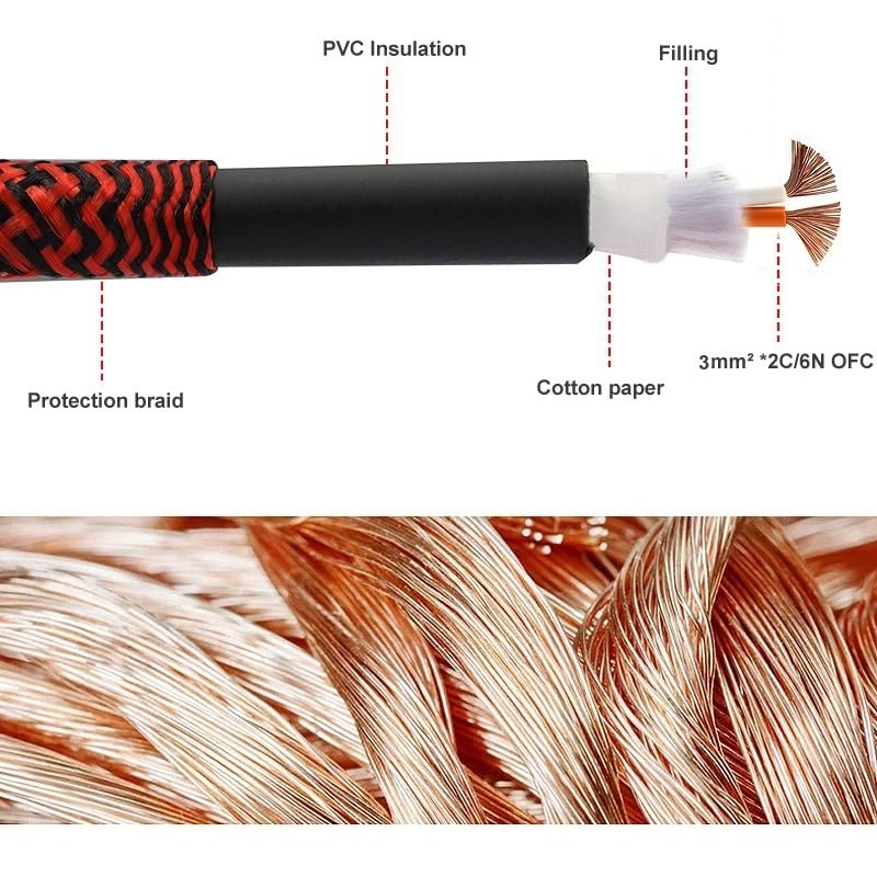 Wen ST HiFi Cable with Banana Plug for Audio Amplifier Home Theater Surround Sound System Gold Plated OFC Cable 1M 2M 300cm 5M 8M(A Pair (White),2meters)