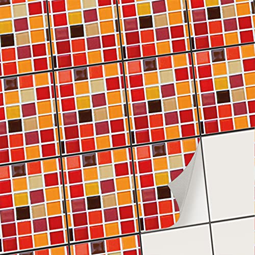 Autocollant Carrelage Sticker I Stickers carrelage Mural - Cuisine et Salle de Bain adhesif carrelage - Carreaux de Ciment mosaique (15x20 cm I 48 - Pièces)