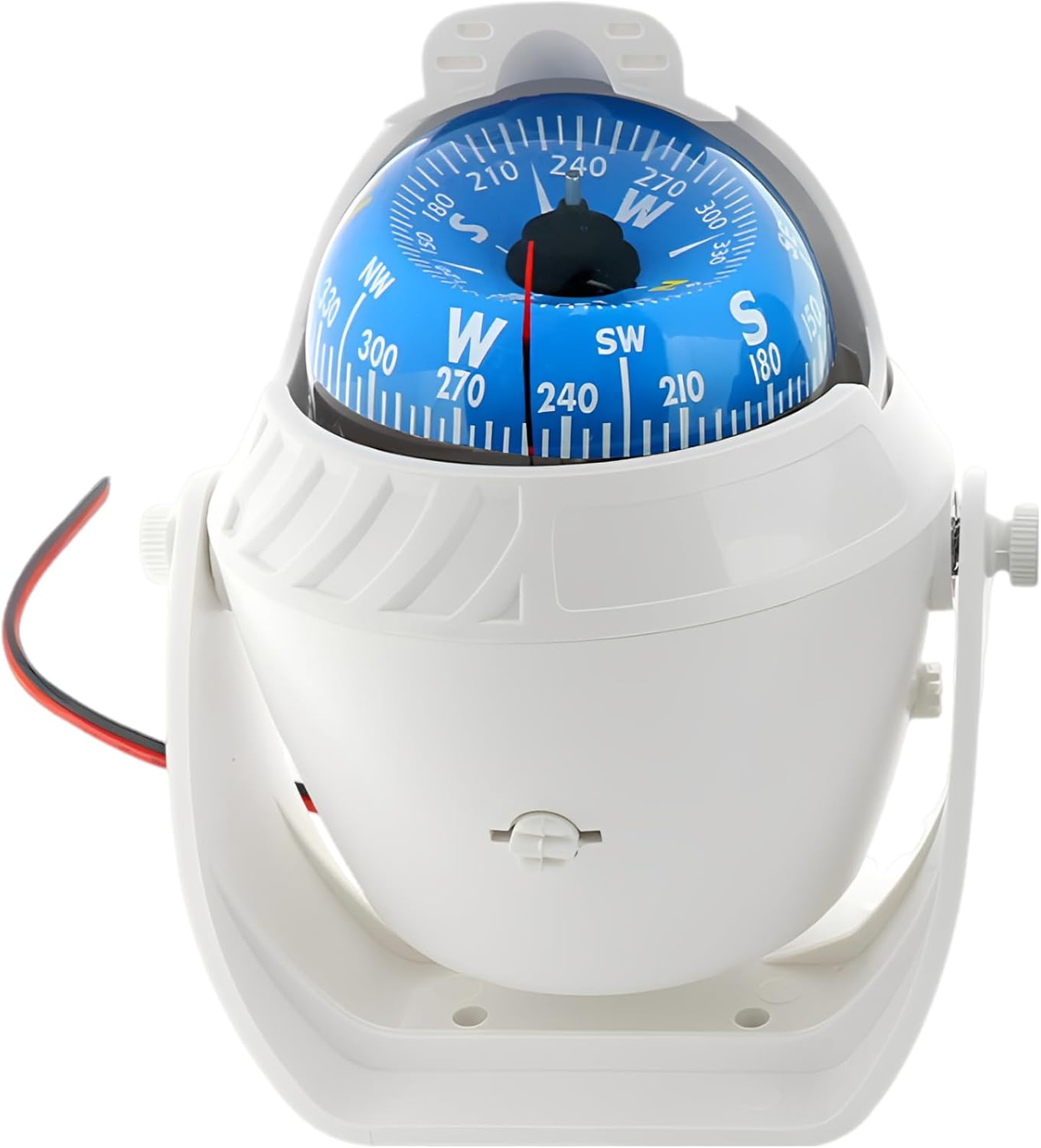 White Led Dashboard Compass For Car Boat, Lc760 Marine Compass With Adjustable Attachment, Large Dial, Reverse Scale, Illuminated For Navigation