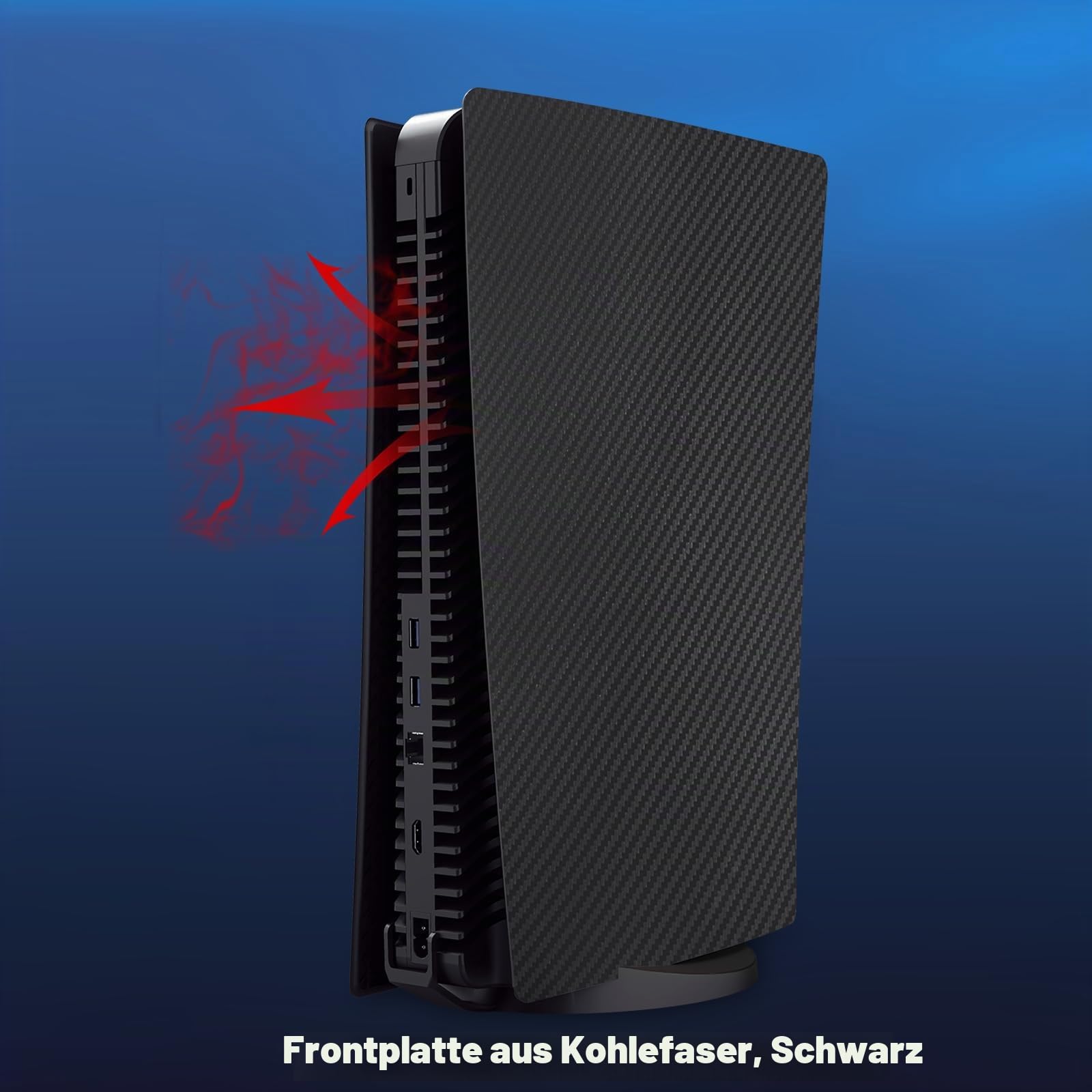 Frontplatten Abdeckung Skins Shell Panels für PS5 Disc Edition Konsole, Zubehör für PlayStation 5 Schutzblenden (Carbonfaser-Schwarz)