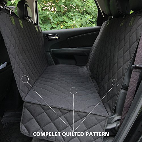 Image of Honest Dog Car Seat Covers with Side Flap, Pet Backseat Cover for Cars, Trucks, and Suv's - Waterproof & Nonslip-Luxury(Quilted) (61'' W x 64'' L, Black)