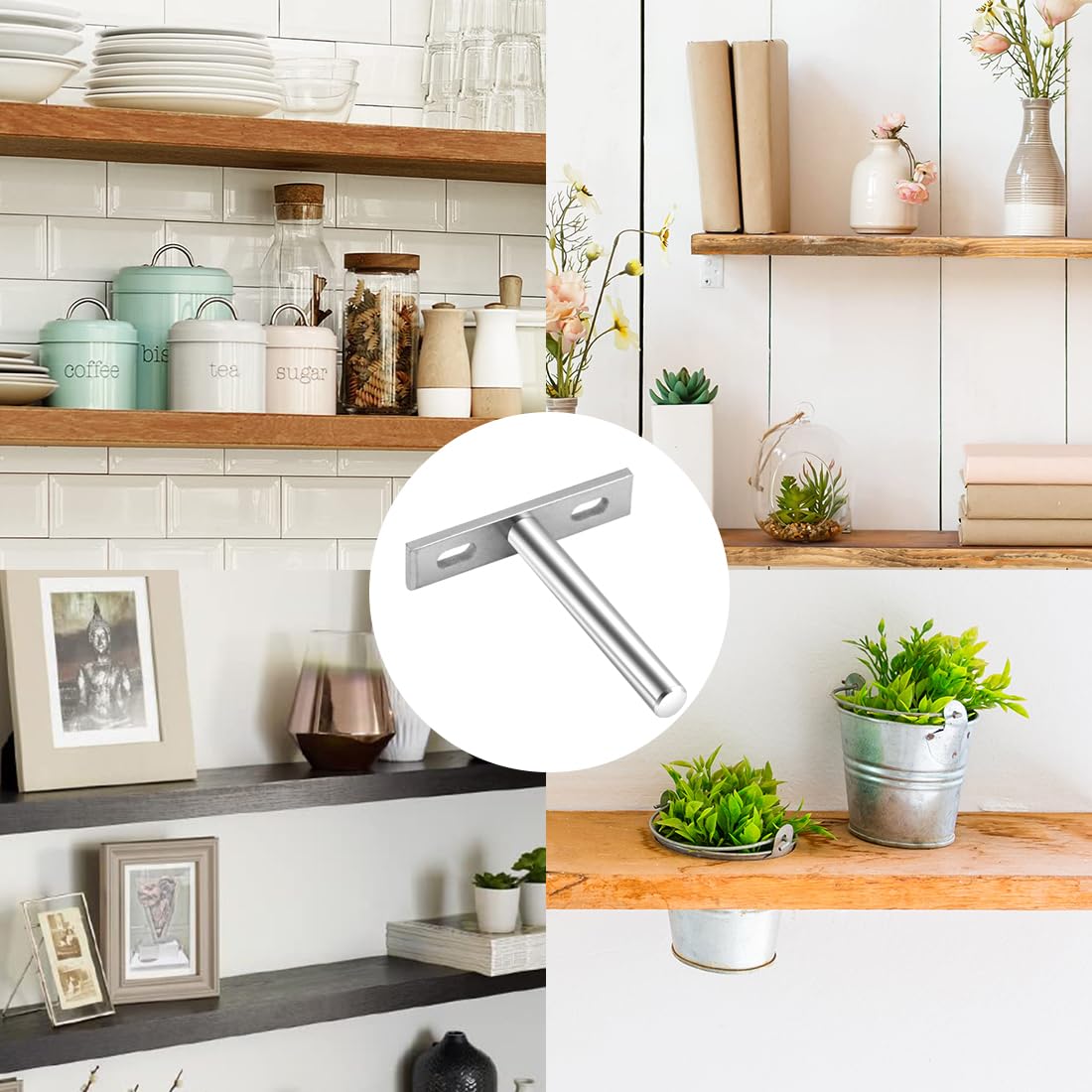 Floating Shelf Bracket Heavy Duty Hidden Shelf Supports Brackets 4PCS Invisible Steel Wall Brackets with Mounting Screws for Concealed Wood Shelves Wall Mounted Decoration - Image 4