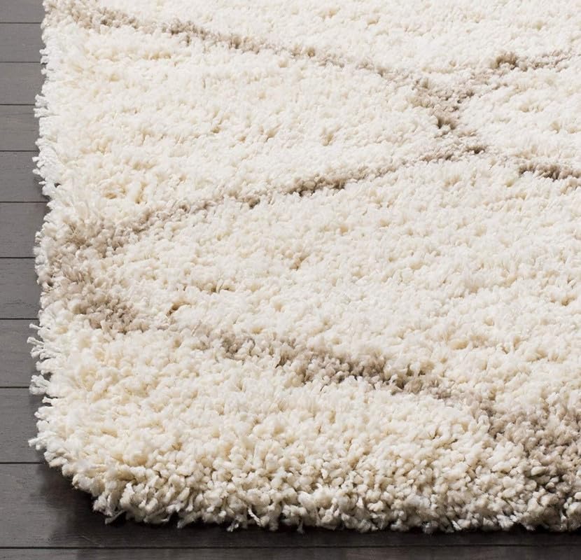 Image of Modern Shaggy Carpet & Fluffy Soft Rug (2 Inches Thickness) for Living Room Bedroom Kids Room - Plush Thick Area Rug | Cozy Carpet - Modern Decorative Floor Mat(1.5x4 Feet Ivory Mandir