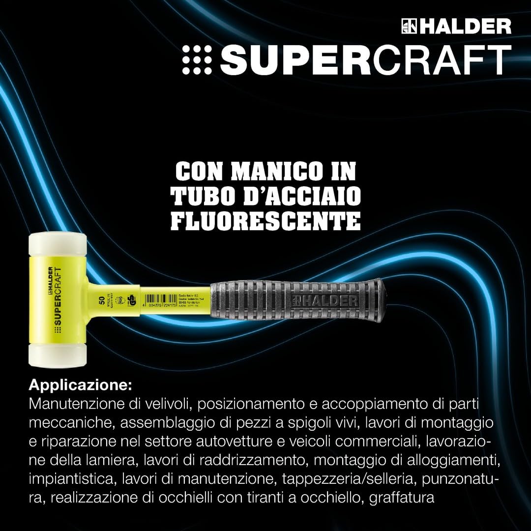 HALDER 3377.140 - Maza anti rebote metálico amarillo Supercraft Ø 40 mm