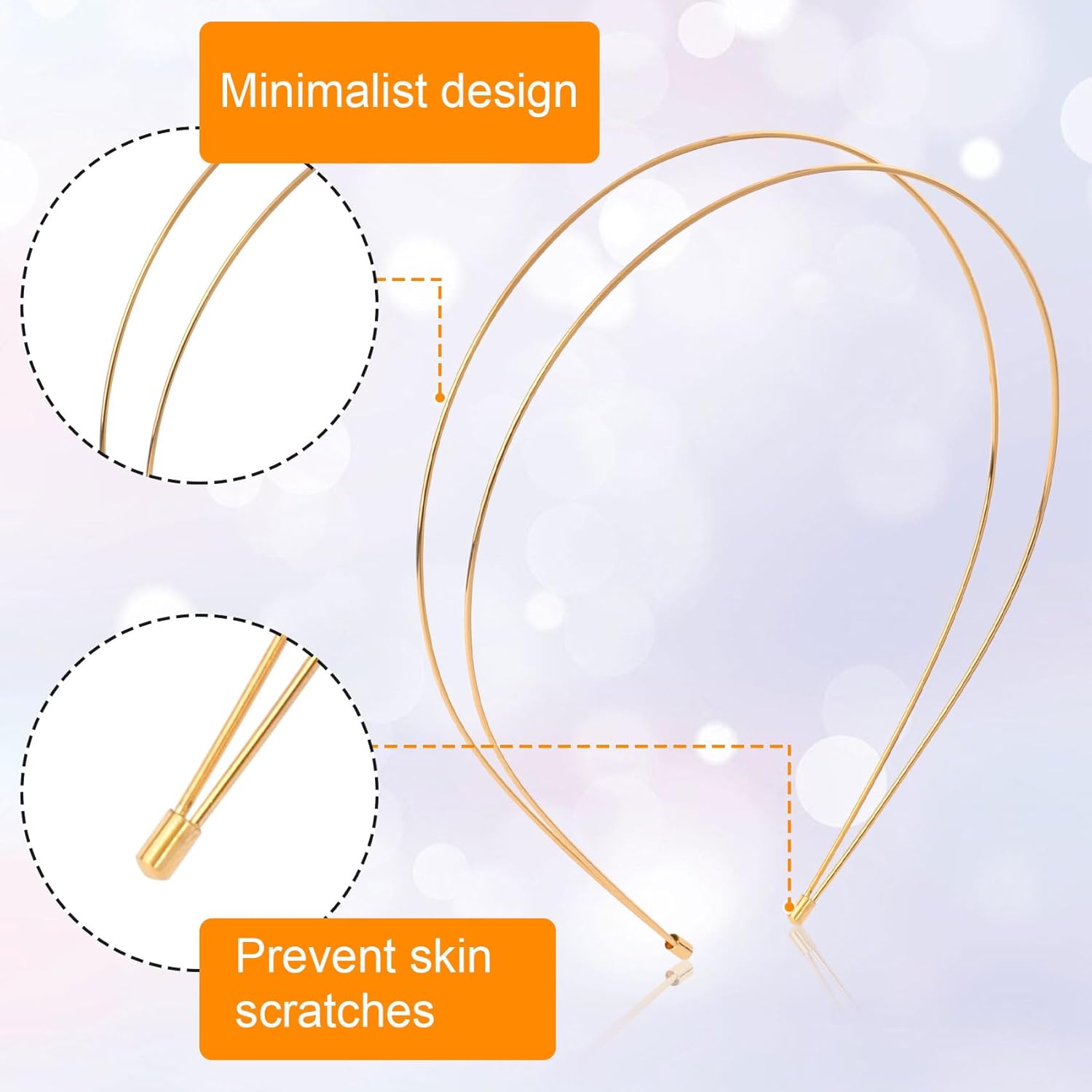 PAGOW 2 Pcs Metal Double Layer Headbands Trendy, Gold Silver Simple Headband, Sparkly Multi Layers Headbands, Elegant Hair Accessories for Women (Gold, Silver) - Image 3