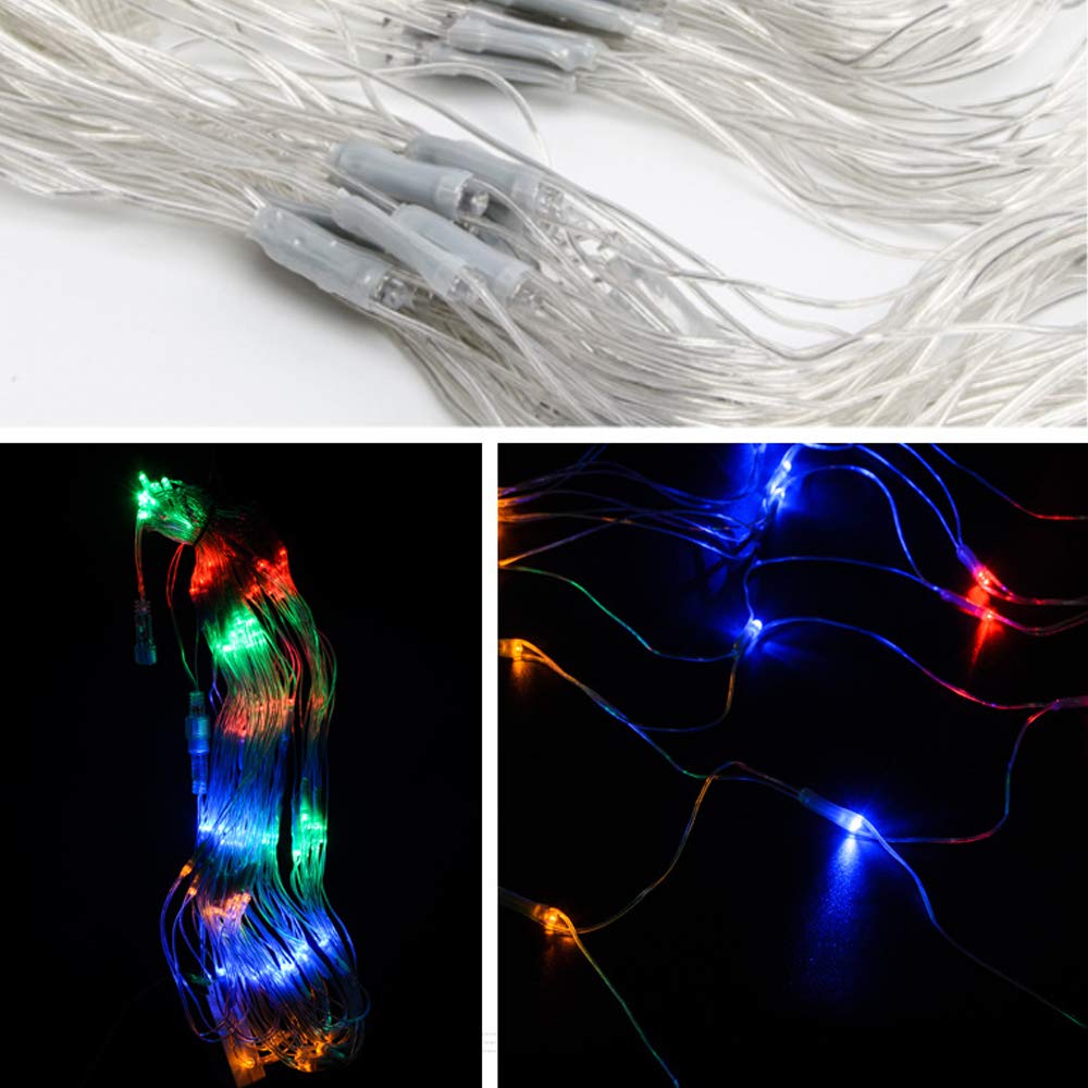 Luci a rete da giardino a rete, 200 luci a LED, 3 m x 2 m, ad energia solare, con telecomando e timer, decorazione per interni ed esterni, per tende, camera da letto, vacanze, Natale