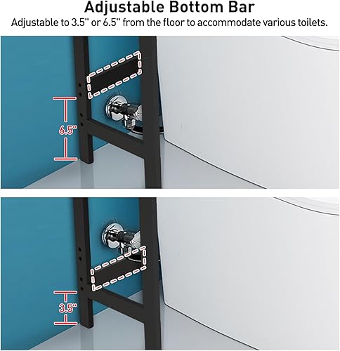 Miniatura 5 de HITOMEN Armario de almacenamiento sobre el inodoro, estante ajustable de bambú de 3 niveles sobre el inodoro, organizador estable independiente