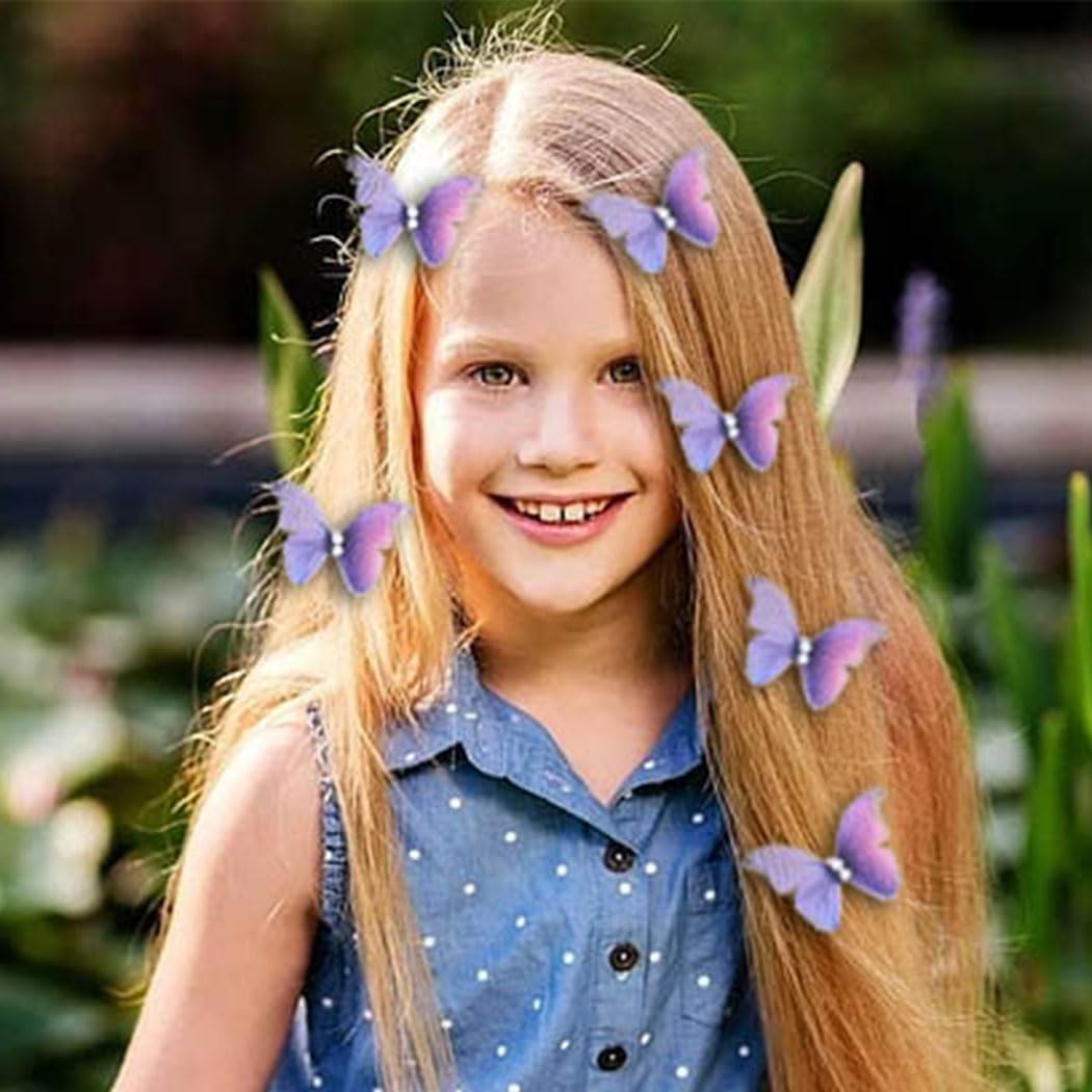 Pinzas para el cabello de mariposa moradas, lindas mariposas, accesorios para el cabello para mujeres y niñas (paquete de 4) 4