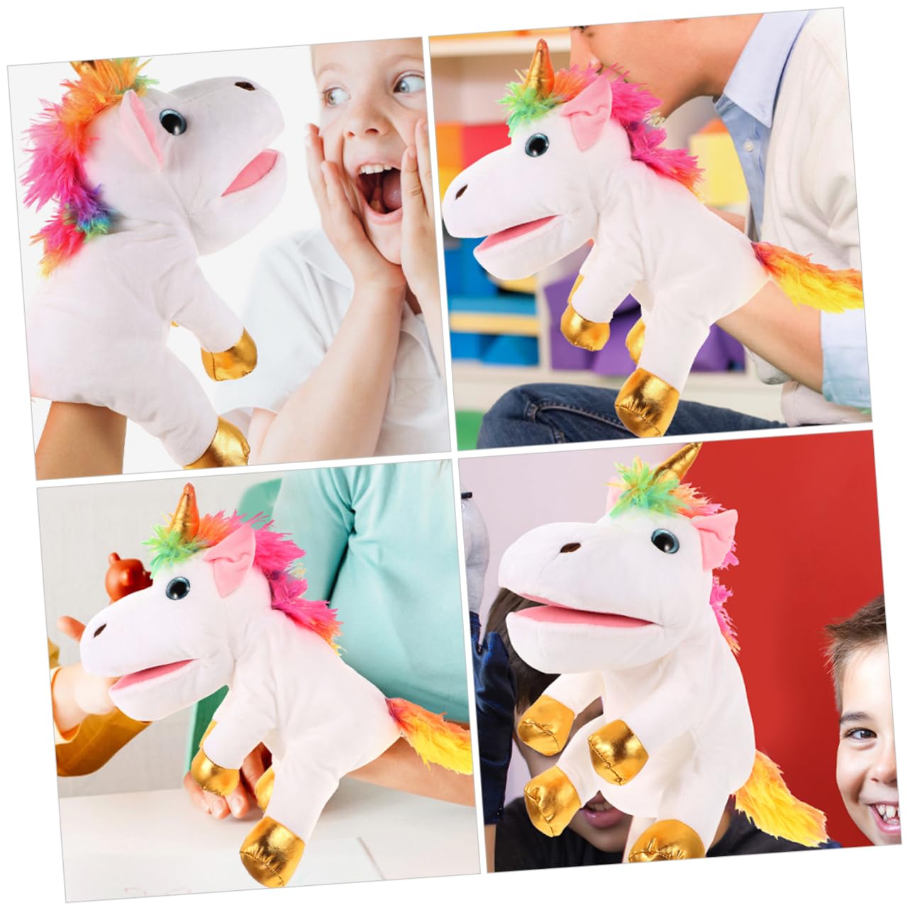 Alasum Marioneta de Mano de Unicornio de Peluche Juguete Interactivo para Contar Historias Adultos Mediano para Fiestas Infantiles y Educativos