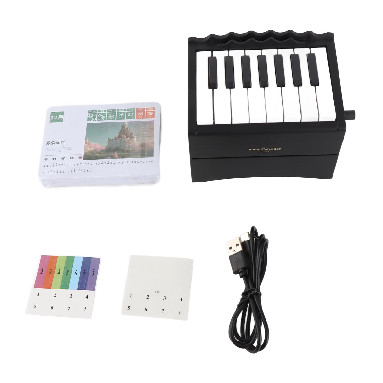 RiToEasysports Piano Biurko Kalendarz 15 Klawiszy Mini Grający Kalendarz