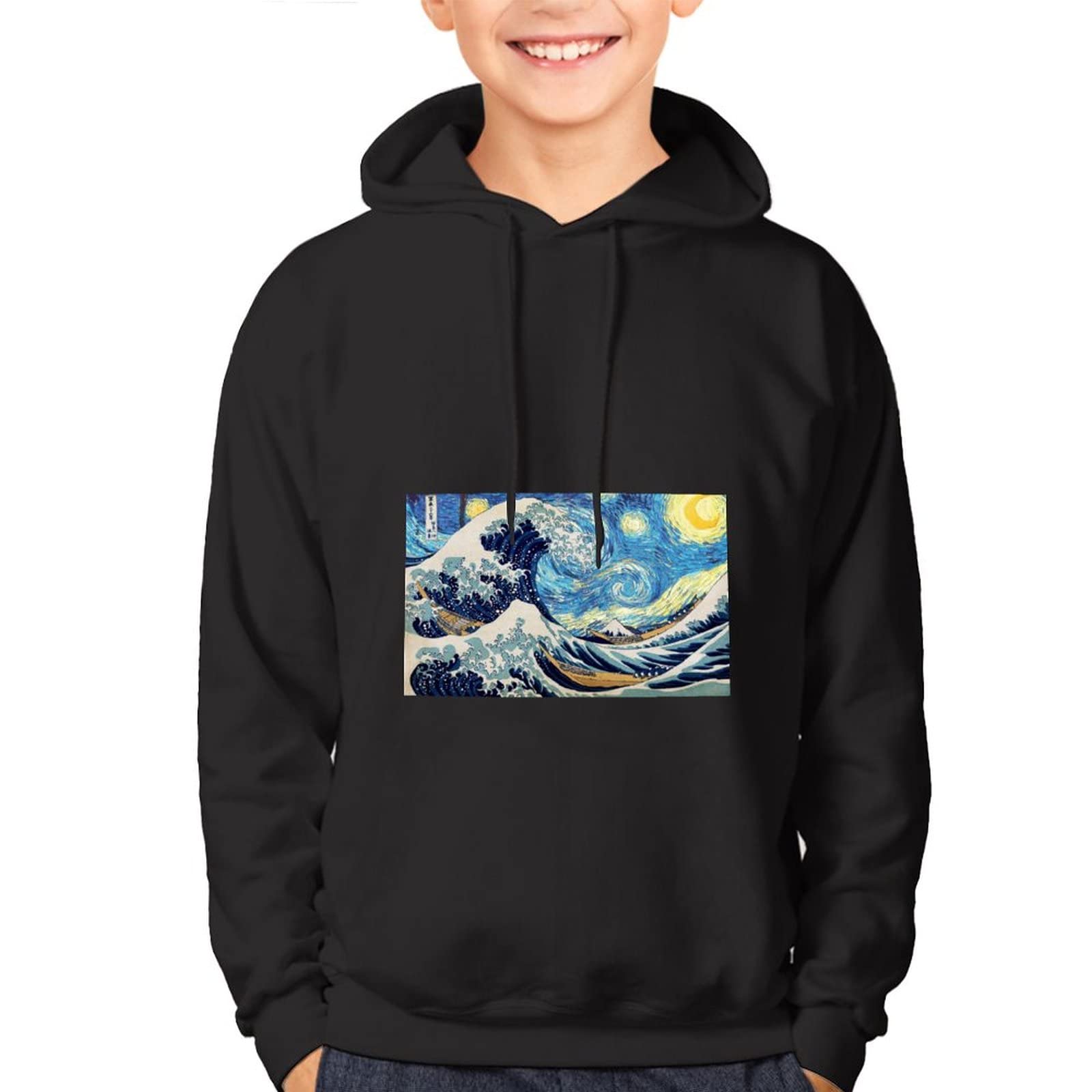 Amazon.co.jp: パーカー 子供服 神奈川沖浪裏 ゴッホ 星月夜  