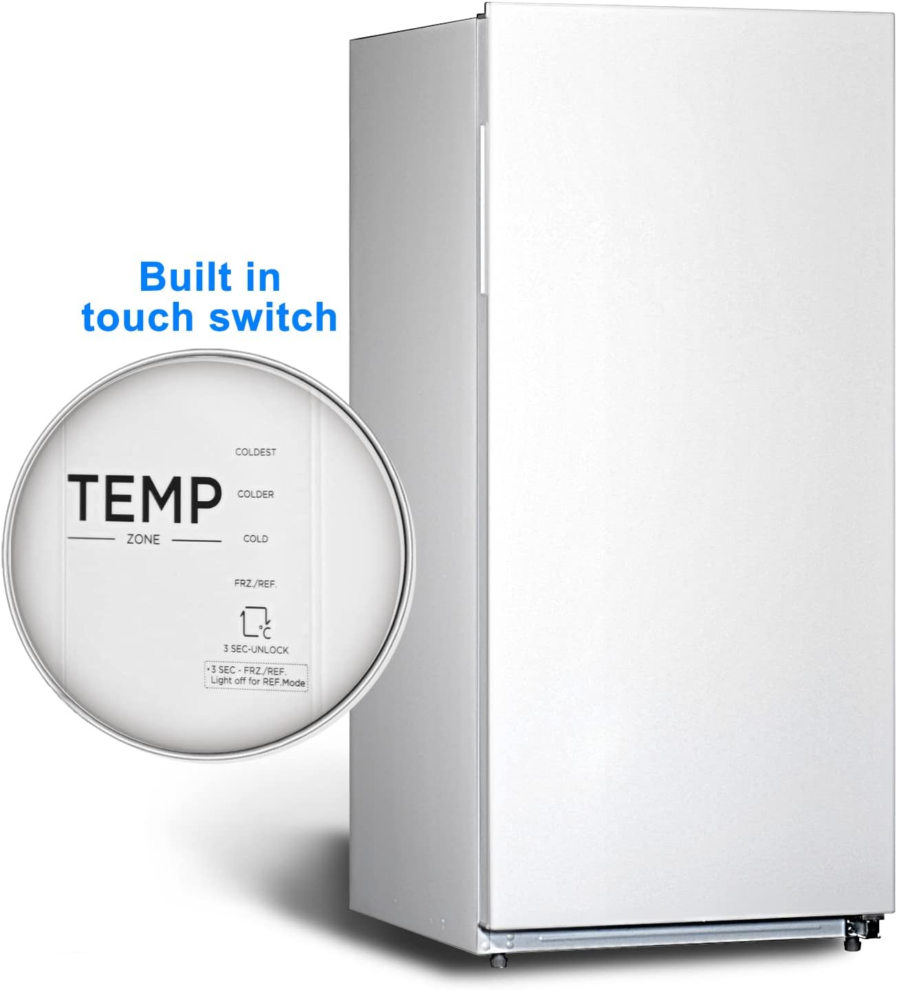 Upright Freezer, Deep Freeze, Convertible Refrigerator Freezer, Standingup Refrigerator with Front Single Door for Garage, Frost Free, 13.8 Cu.Ft, LED Light, White