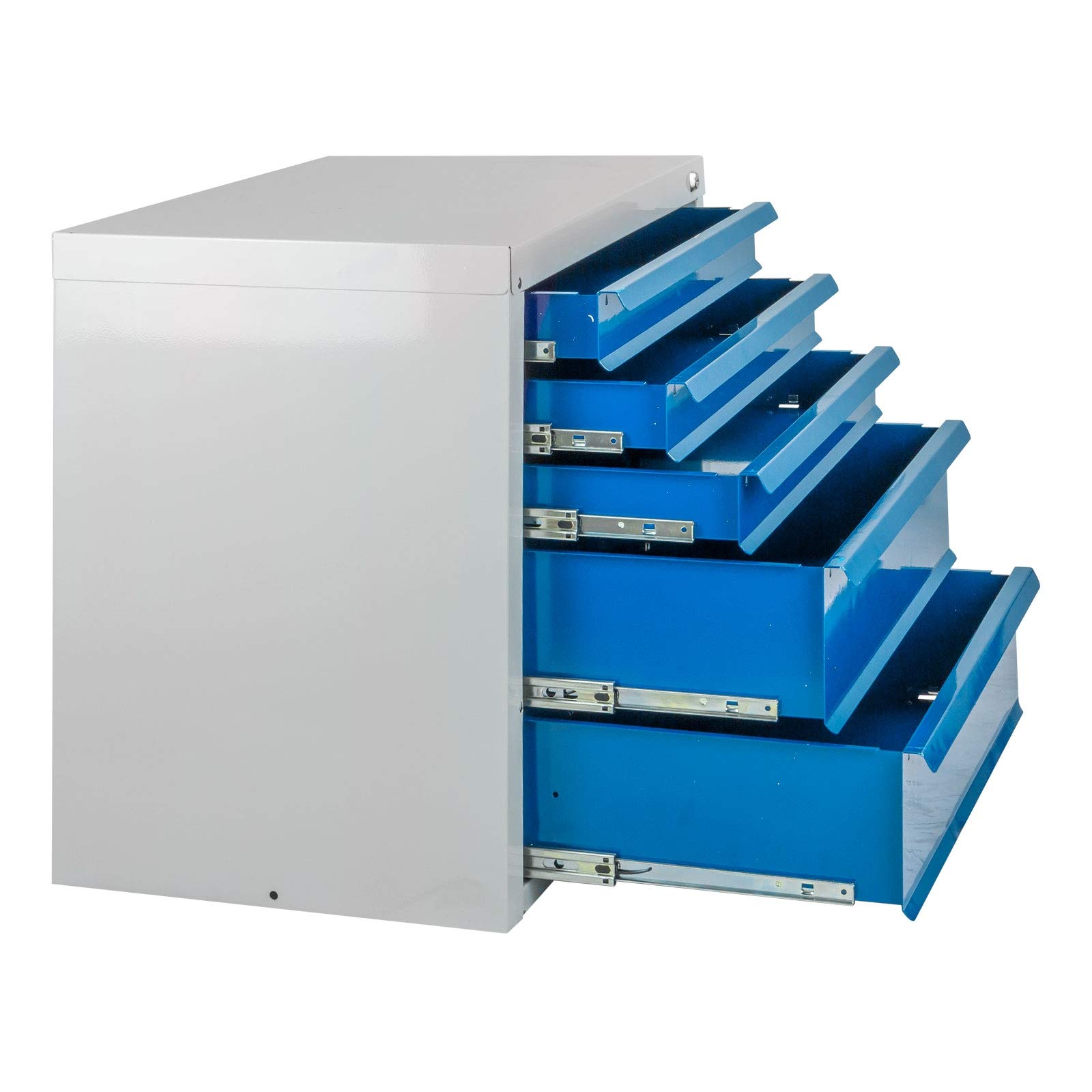 ADB RAL 7035/5012 - Cajonera de metal con 5 cajones, para taller, con revestimiento de polvo