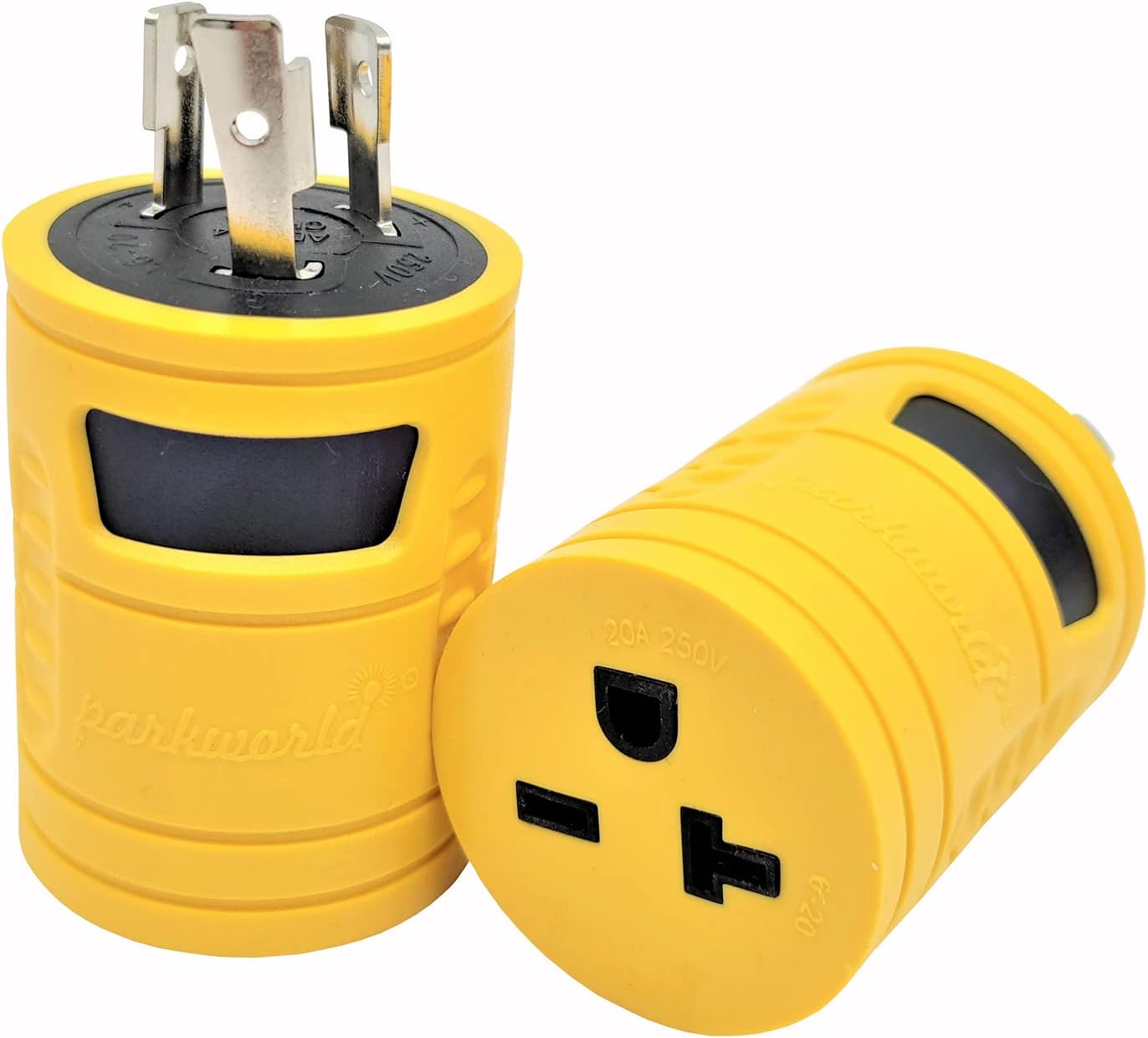 Parkworld 60677 NEMA L6-20P to 6-20R Adapter, Twist Lock L6-20P to 6-15R Plug Adapter (6-20 T-Blade)