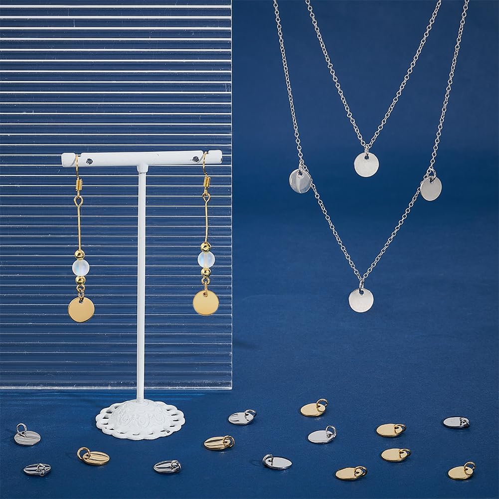 UNICRAFTALE 24pcs Flat Round Blank Tag Charms Stainless Steel Blank 2 Colors Metal Small Tags Stamping Dangle Charm for Earring Jewelry Making - Image 2