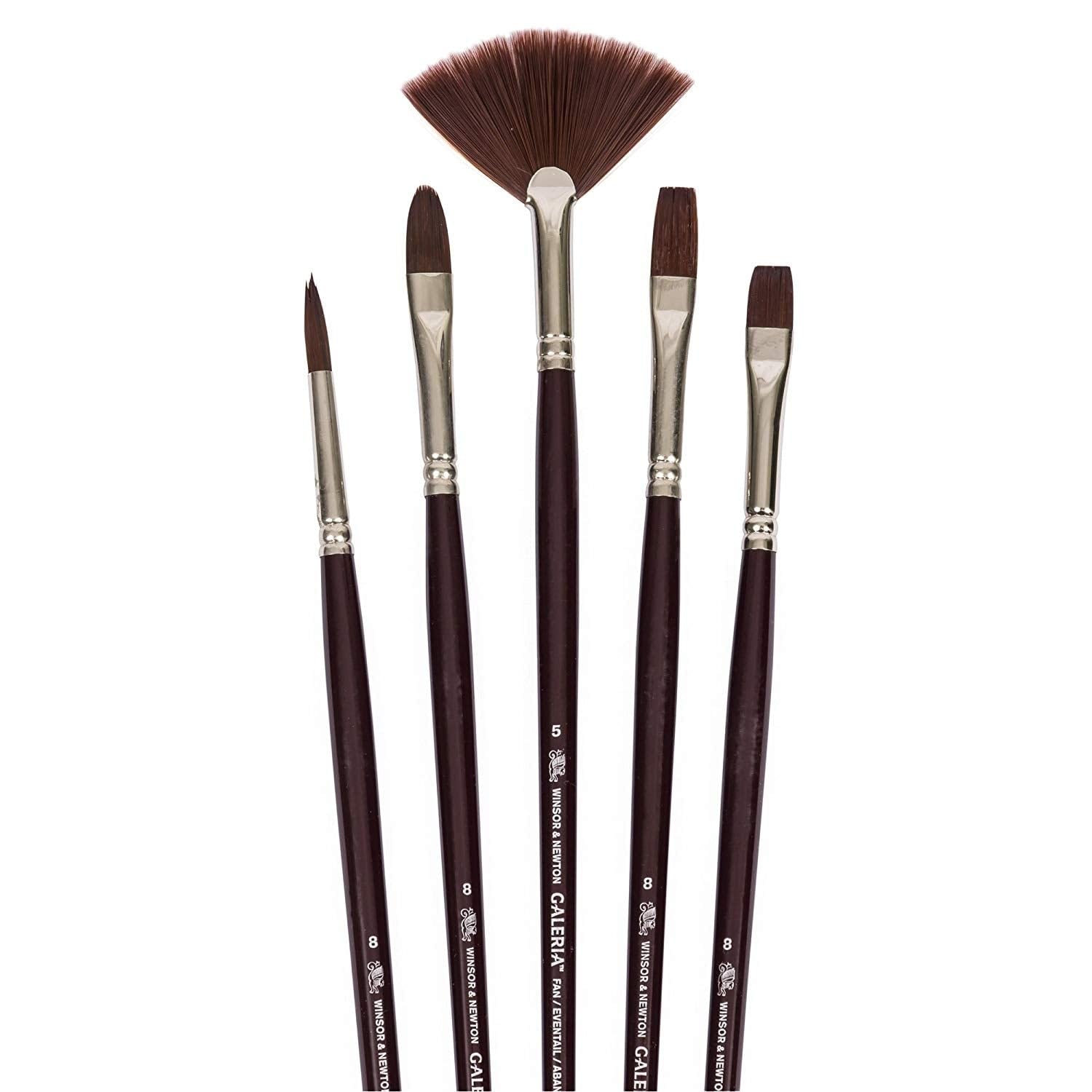 Winsor & Newton Galeria Lot de 3 brosses à Manche Long Long Manche. Lot de 5