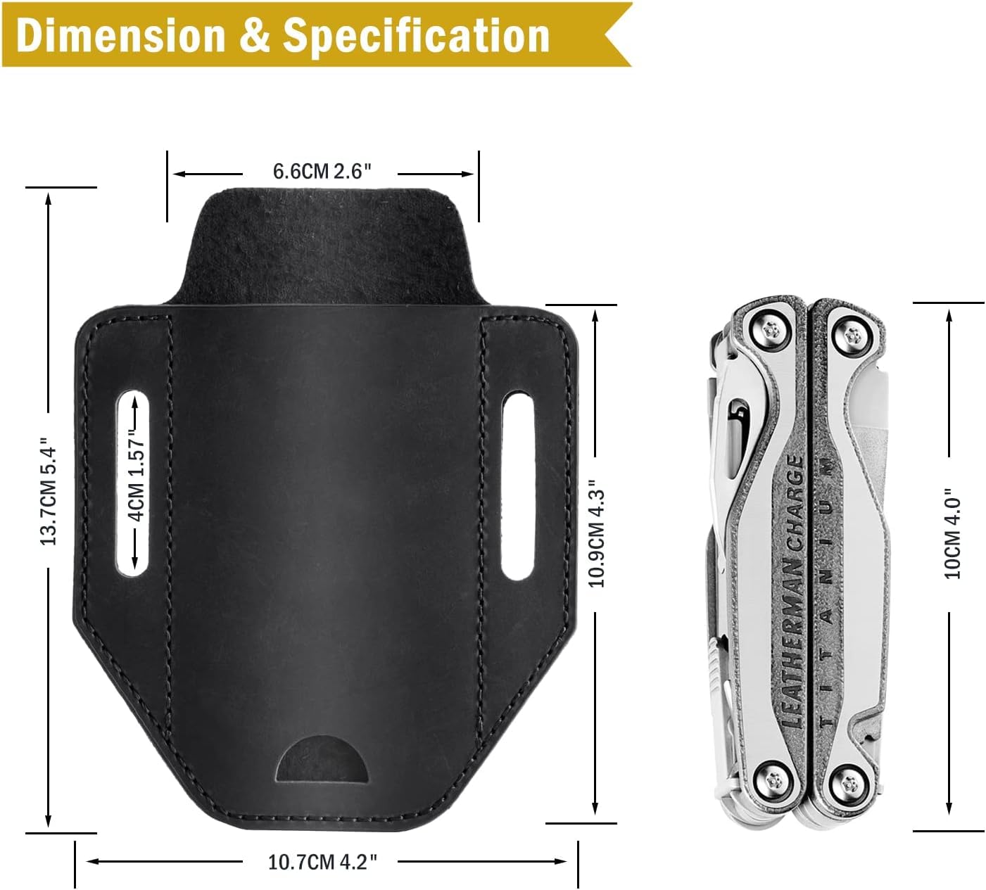VIPERADE PJ31 - Étui en Cuir EDC Multifonctionnel pour Couteau Utilitaire, Ceinture et Lampe de Poche - Compatible avec Leatherman et Outils Multifonctionnels