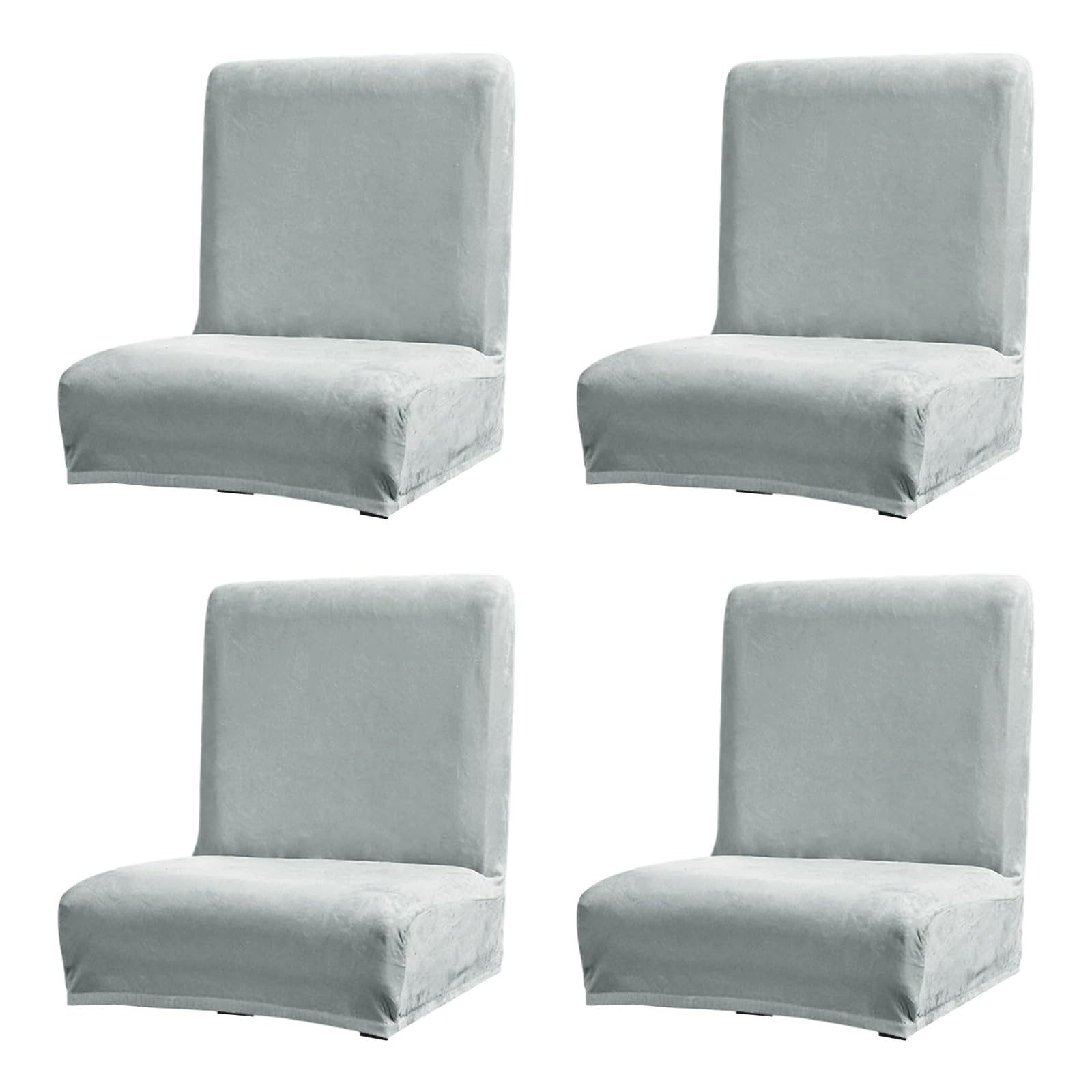Carotoe Light Grey Dining Chair Covers Machine Washable Polyester Slipcovers For Home, Kids/Pet-Friendly Design Polyester Stretch Chair Cover Set
