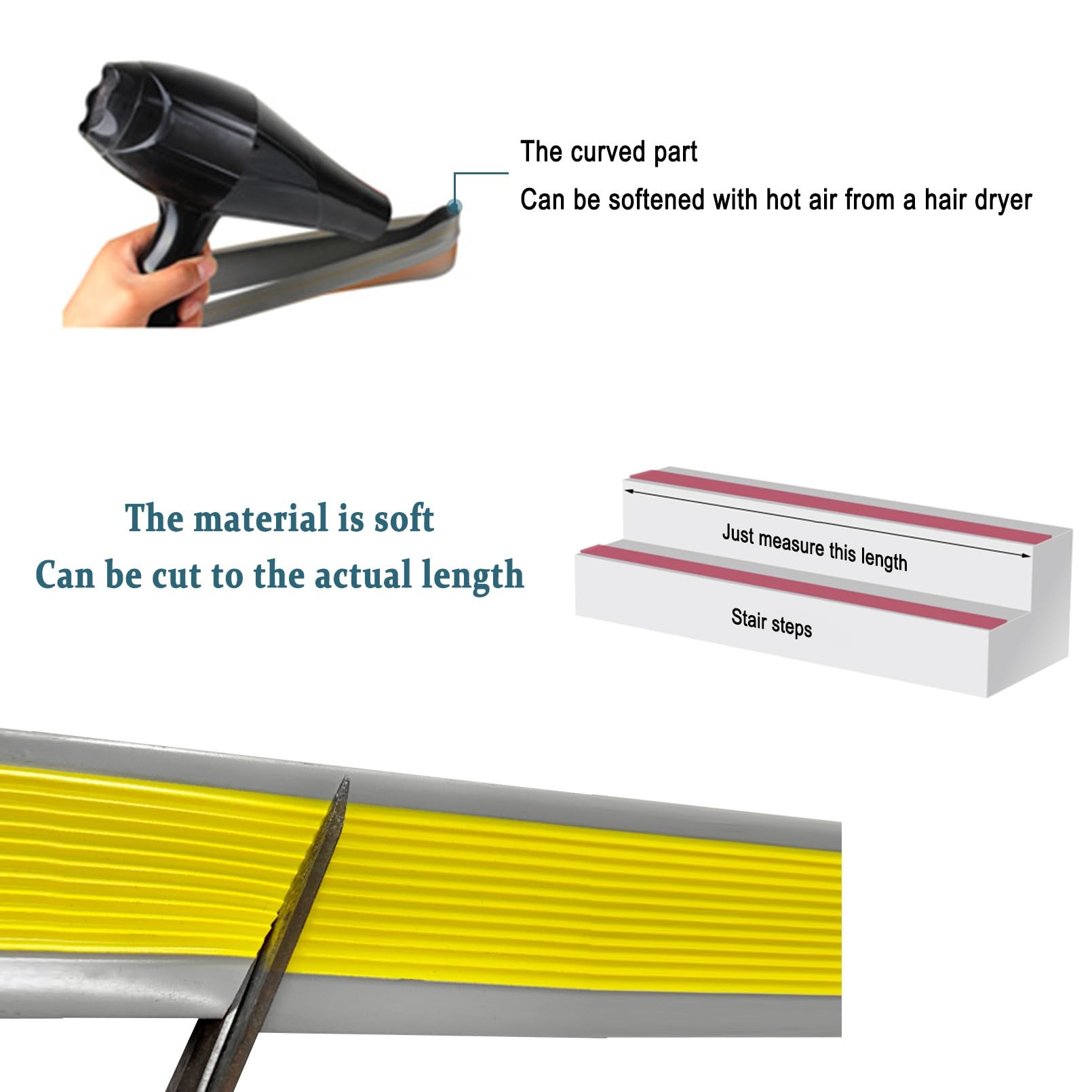 Perfil de PVC Autoadhesivo de Borde Para Escaleras, Profil de Bord D'escalier, Buena Flexibilidad, Autoadhesivo, Para Peldaños de Interior Y Exterior, Tiras Antideslizantes Para Peldaños(Grayish green