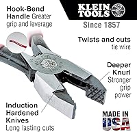Vista 2 de Klein Tools D201-7CSTA Linesman Pliers, Side Cutters with Spring Loaded Action, Ironworker Pliers have Aggressive Knurl and Tempered Handles