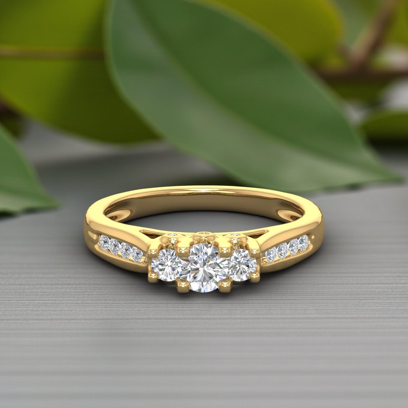 1/2 Carat 3-Stone Diamond Engagement Ring Band in 14K Gold