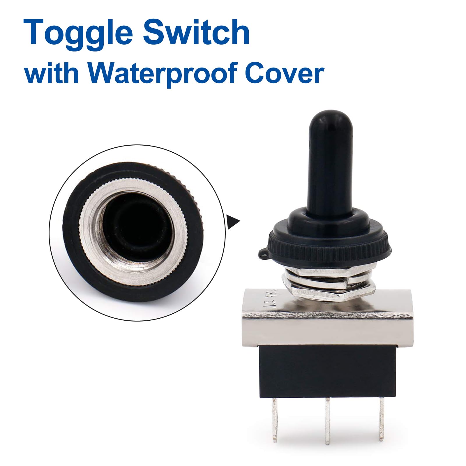 Baomain 1-Pack Waterproof Toggle Switch ON-Off-ON SPDT 3-Pin 12V