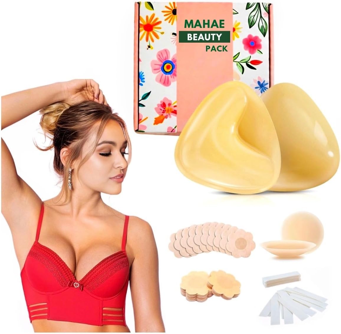 MAHAE Ultra Push Up Sticky Bra Inserts – Double Sided Adhesive Bra Inserts – Instant Lift Bra Pads for Enhanced Cleavage