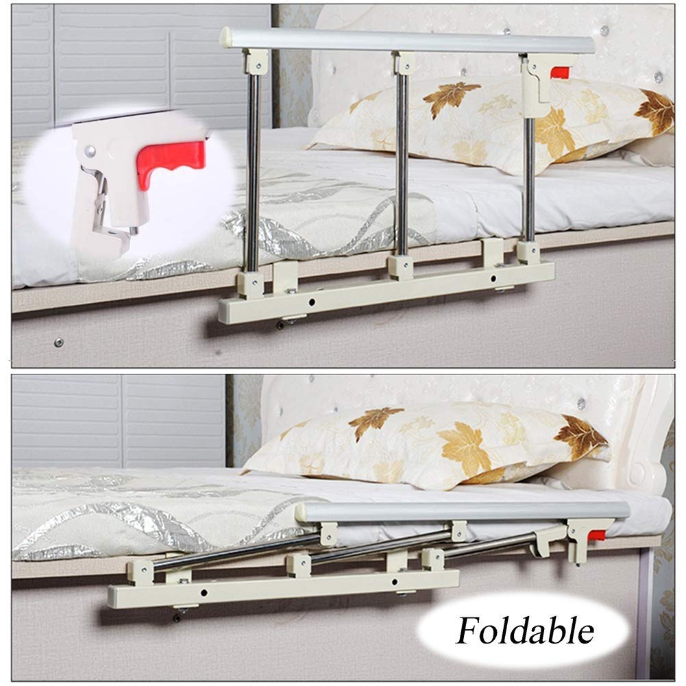 Barandilla de Cama, manija de Asistencia de protección Lateral de Seguridad Plegable para Adultos Mayores, pasamanos de Cama de Metal Plateado, Barra de Parachoques para discapacitados de h