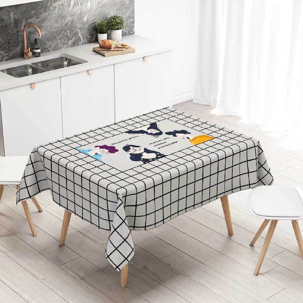 Manteles Mantel Rectangular Familia de cuadrícula140x180cm Cubierta de Mesa ​Decorativo a Prueba Manteles de Polvo para Cocina Comedor Salón