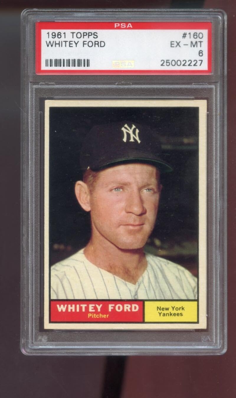 1961 Topps #160 Whitey Ford New York Yankees MLB PSA 6 Graded Baseball Card