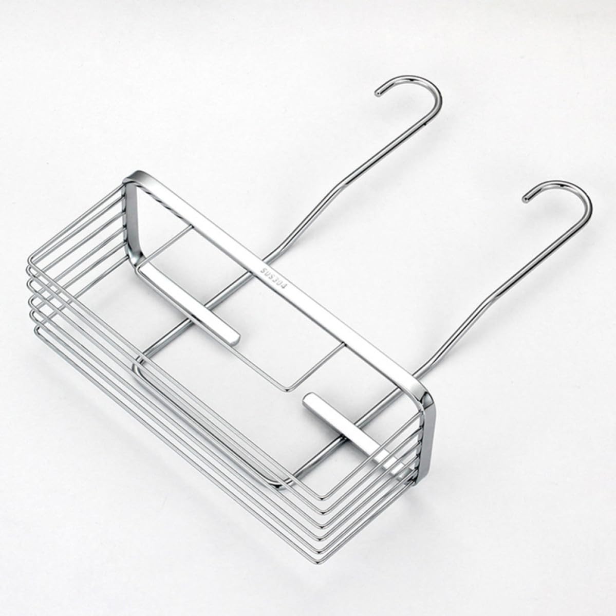 YARNOW Soporte de Almacenamiento para Baño y Cocina en Acero Inoxidable, Estante Colgante de Ducha Diseño Minimalista, Resistente Deformación y Fácil de Limpiar, Acabado en Plata